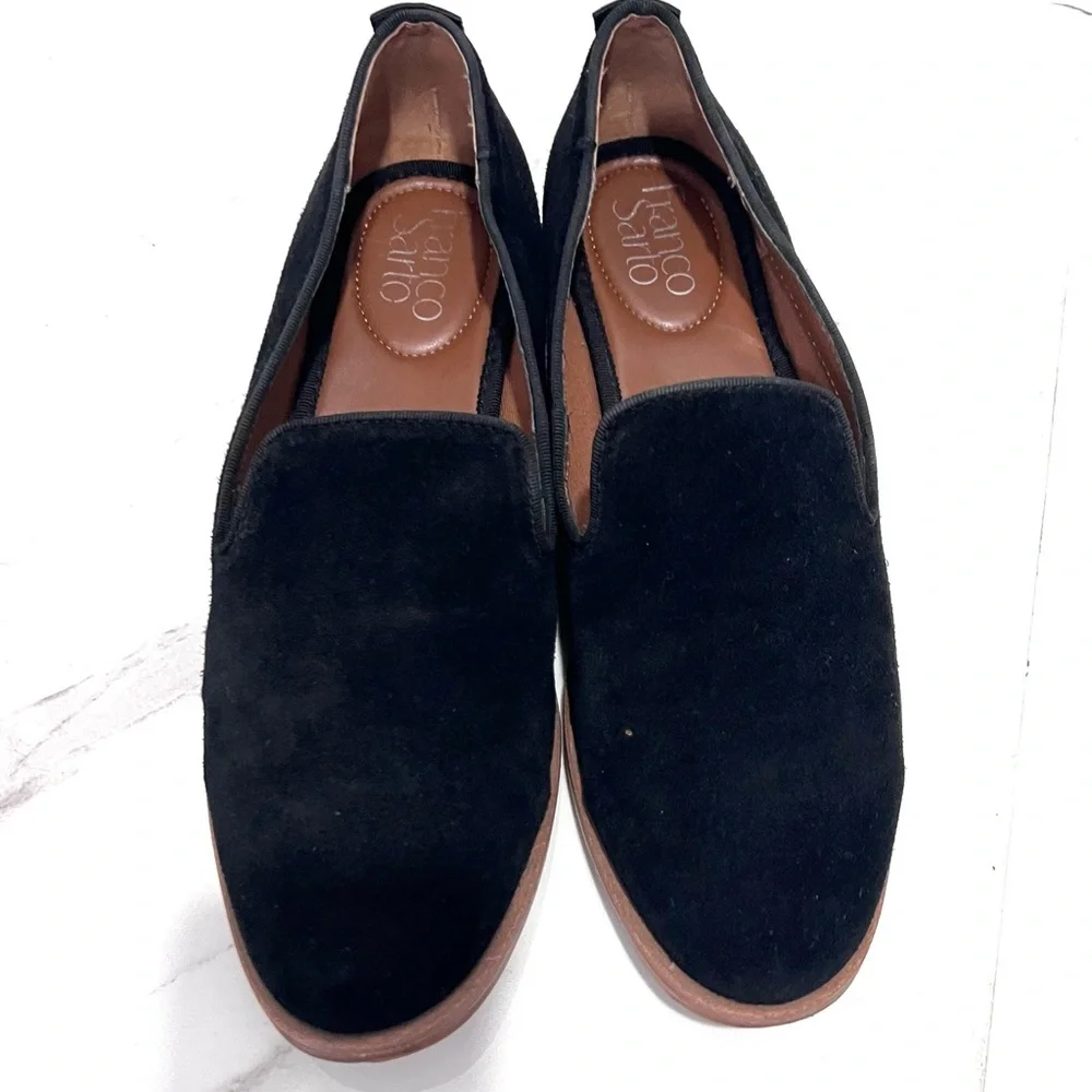 Franco Sarto Jeena Black Suede‎ Women's Loafers 7.5